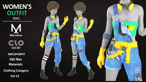 WOMEN'S OUTFIT (VOL1) / Marvelous / CLO Project file + ZPRJ + OBJ Format
