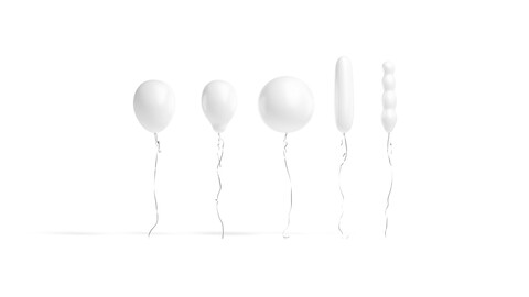 White Helium Balloons Set – 5 foil gift balloon shapes