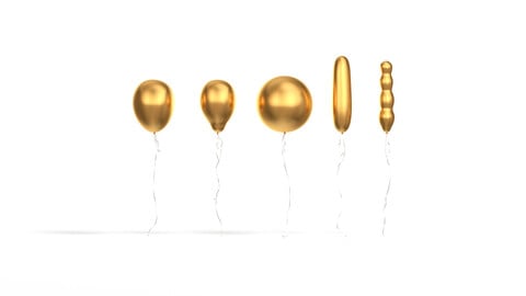 Gold Helium Balloons Set – 5 foil gift balloon shapes