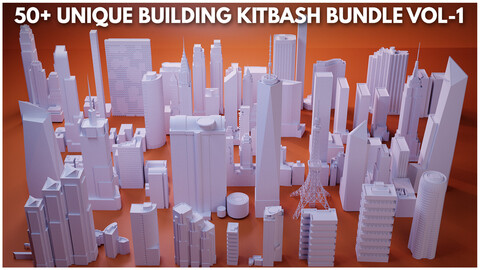 50+ Unique Building Kitbash Bundle VOL-1