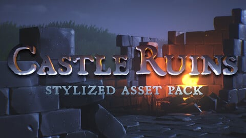 Stylized Castle Ruins Asset Pack ( Meshes ony - FBX / Blender file )