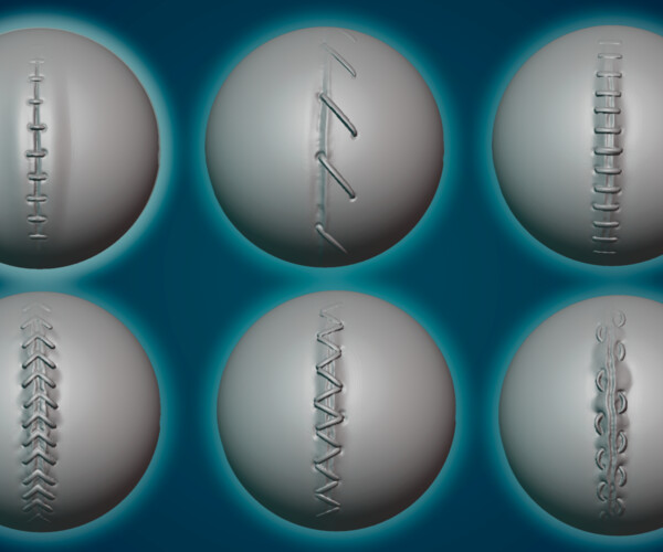 ArtStation Blender Brush pack seam on fabric Brushes