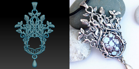 ArtStation - Fantasy pendant necklace 3d model, jewelry design for