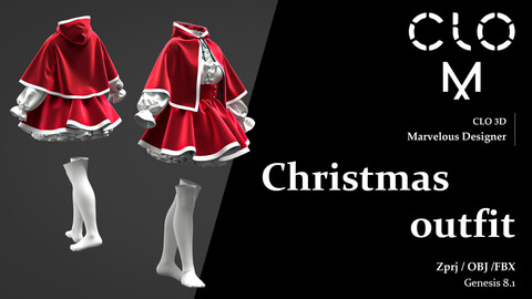 Christmas  outfit / Marvelous Designer/Clo3D project file + OBJ