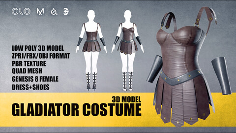 Gladiator Costume Low-poly 3D model (PBR)