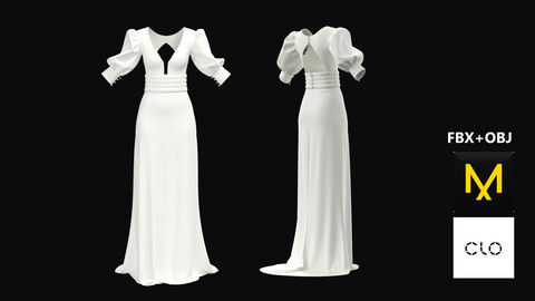 Wedding Dress. Marvelous Designer/Clo3d project + OBJ + FBX