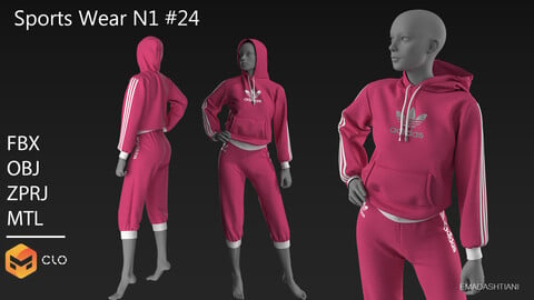 Sports Wear N1#24 _ Marvelous designerCLO Project Files+fbx+obj+mtl