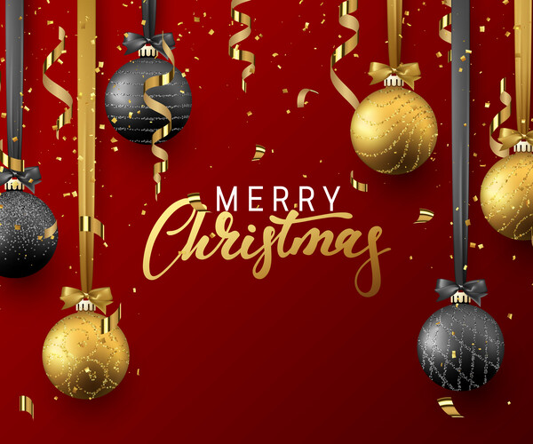 ArtStation - Merry Christmas and Happy New Year. Festive composition with realistic decorative 