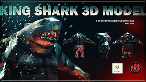 King Shark 3d model fanart