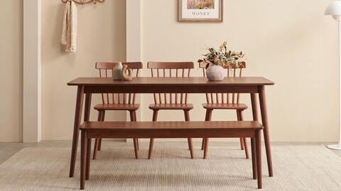 Coco wood dining table set for 6