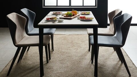 Fancy 12T Whole Ceramic Nordic Dining Table Set for 4