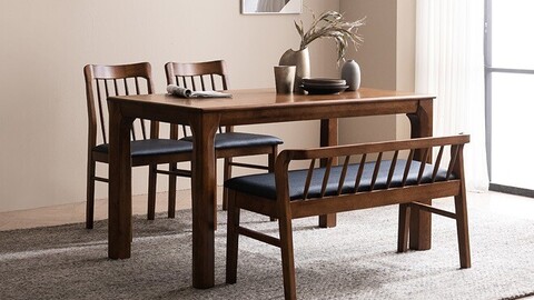 Barent rubber wood dining table set for 4 people