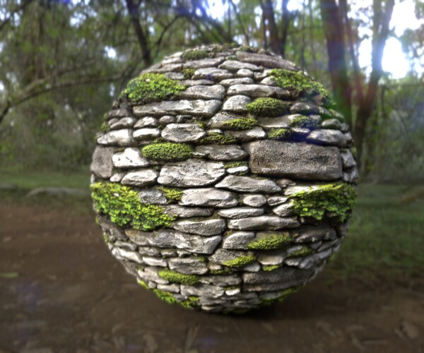 ArtStation - 11 - Mossy Stone Wall Substance materials | Game Assets