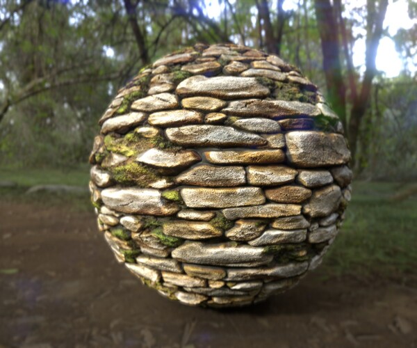 ArtStation - 11 - Mossy Stone Wall Substance materials | Game Assets