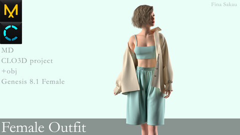 Female Outfit #14. Marvelous Designer / Clo 3D project +obj