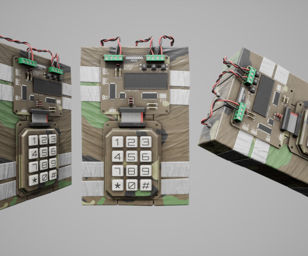 ArtStation C4 bomb with timer circuit Plus extra skins Game Assets
