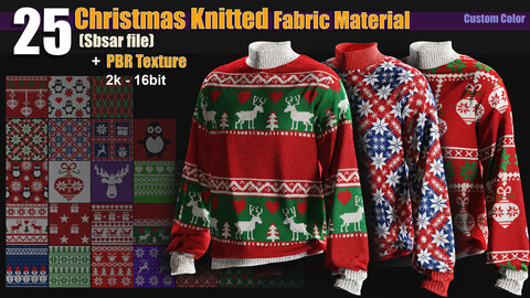 25 Christmas knitted fabric material