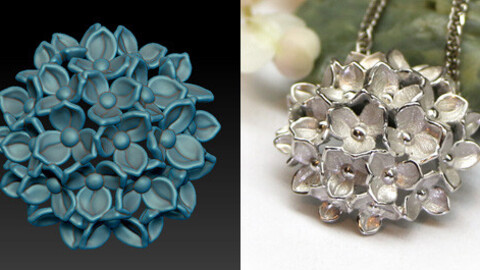 Bouquet pendant necklace for partial matting and rhodium plating. Jewelry 3d model to print.