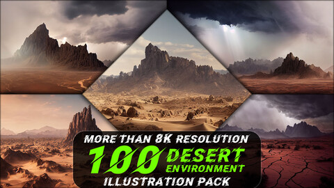 100 Desert Environment Illustration Pack - Vol 1 (More Than 8K Resolution)