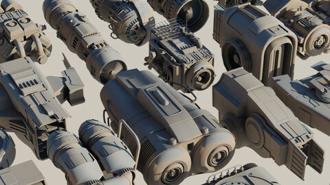 Scifi Engine Kitbash 3D Set