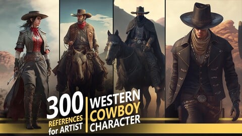 300 Western Cowboy Character - References for artist