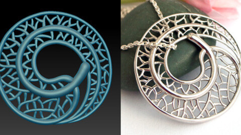 Leaf pendant necklace with openwork pattern. Jewelry 3D model for printing.