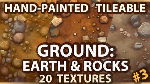 Ground: Earth and Rocks -- 20 TEXTURES -- (Hand-painted, Tileable) #3