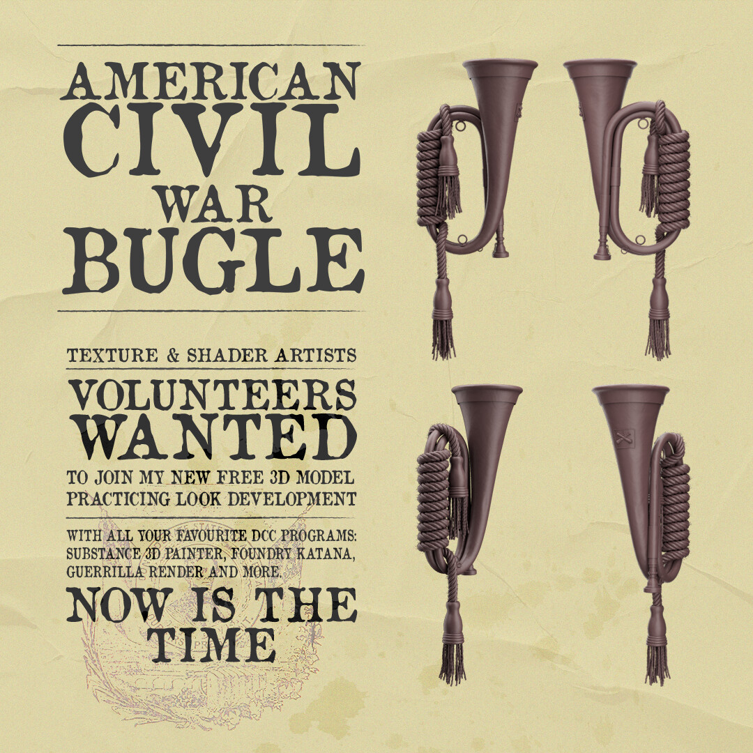 ArtStation US CIVIL WAR BUGLE 3D MODEL FREE Resources