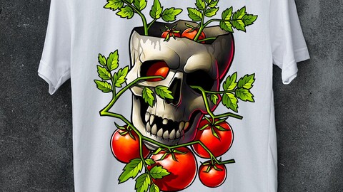 Tomato skull illustration