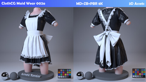 ClothCG: Maid Outfit 002a Marvelous+ZB+PBR 8K 3DAssets