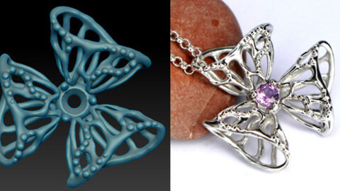 Miniature pendant with openwork pattern and one stone. Jewelry 3D model for printing.