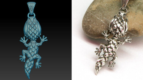 Lizard pendant 3D model for printing.