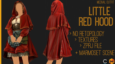 Medival outfit: Little Red Hood Marvelous Designer Project