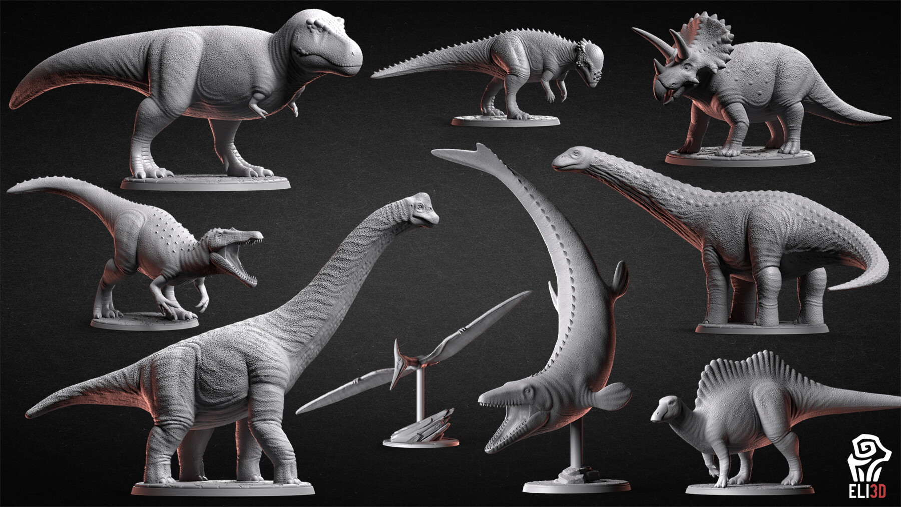 Artstation Dinosaur Bundle 1 Dino Models For 3d Printing Resources