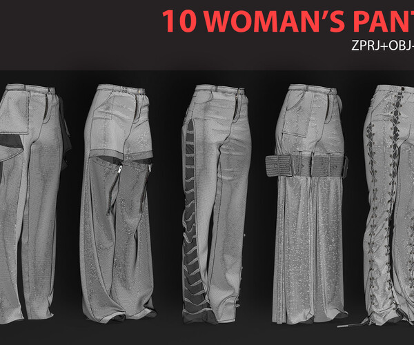ArtStation - 10 WOMAN'S PANT PACK (VOL.03). Marvelous Designer/Clo3D ...
