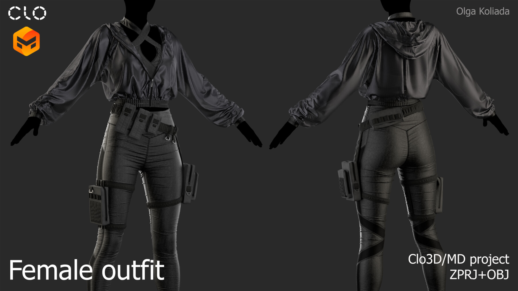 ArtStation - Female outfit. Marvelous Designer/Clo3d project+OBJ ...