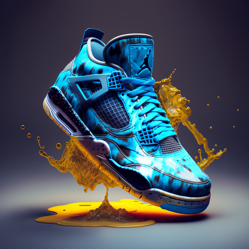 Custom Capri Blue & Yellow Jordans 4's Sneaker concept : r/midjourney