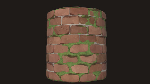 Ghibli Stylized Bricks Material sbs&sbsar files