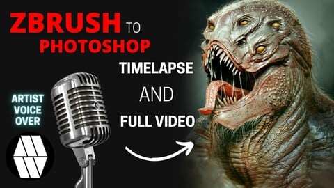 ZBrush to Photoshop 'Monster Bust' Concept - Timelapse Voice Over and Full Video