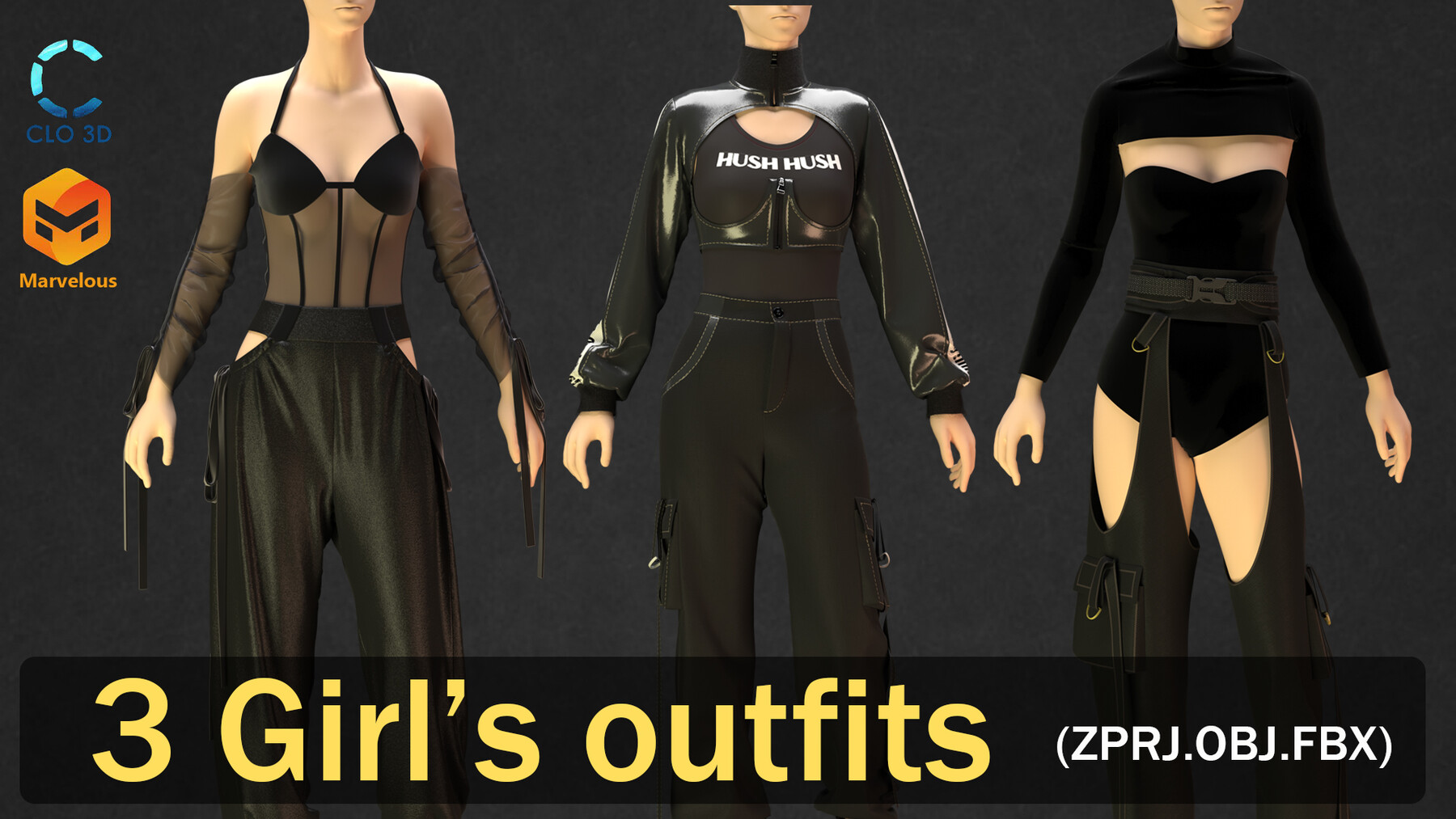 ArtStation - 3 Girl's Outfits (P4) _ Marvelous / CLO | Game Assets