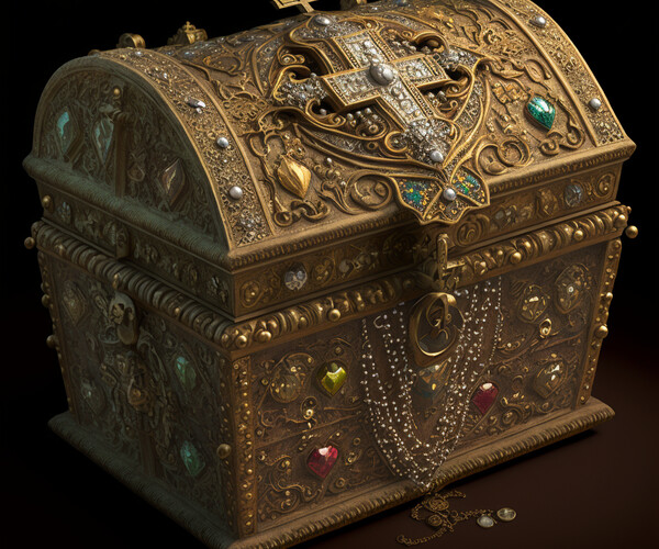 Gold, jeweled treasure chests