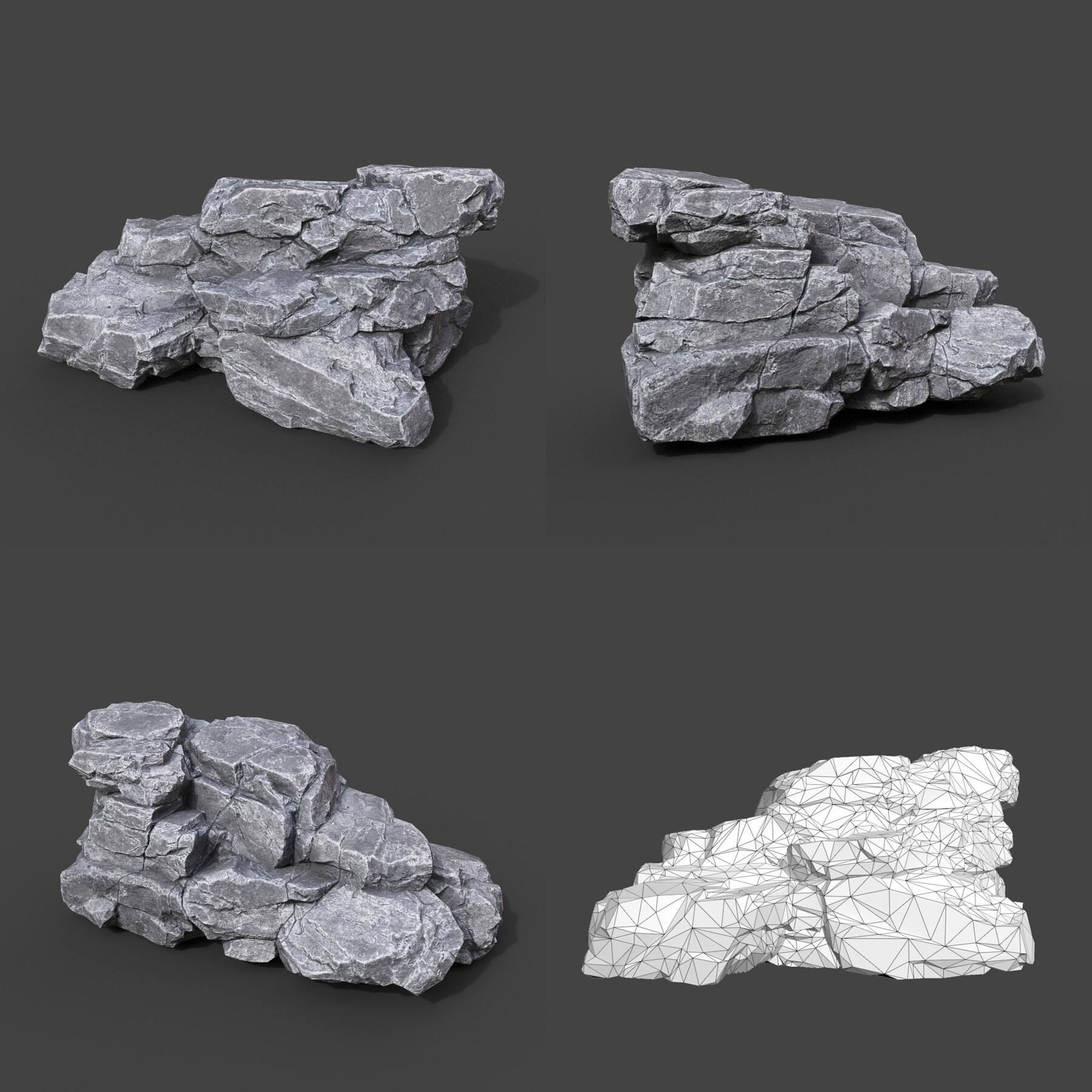 ArtStation - Low Poly Gray Rock Formation 221219 - Ultra HD 16K Texture ...