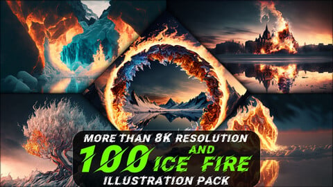 100 Ice and Fire Illustration Pack (More Than 8K Resolution)