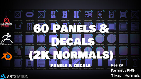 60 Panels & Decals (2K Normals)