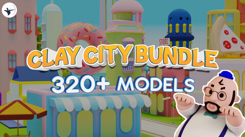 Clay City With 63 Fully Rigged Cartoon Characters Bundle