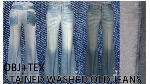 Stained washed old jeans(OBJ +tex)