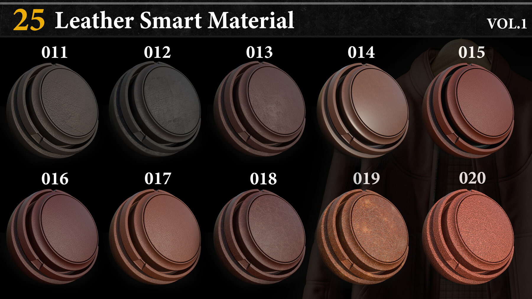 ArtStation - 25 Leather Smart Material Vol.1 | Game Assets