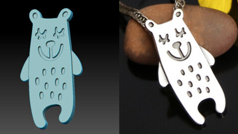 Bear pendant. Printable jewelry 3d model.