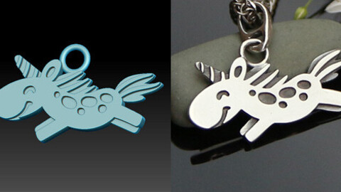 Unicorn - jewelry 3d model - pendant necklace charm