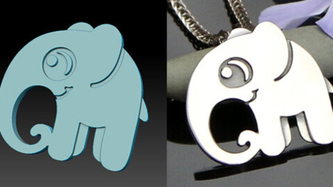 Elephant pendant. Jewelry 4D model - STL and OBJ files